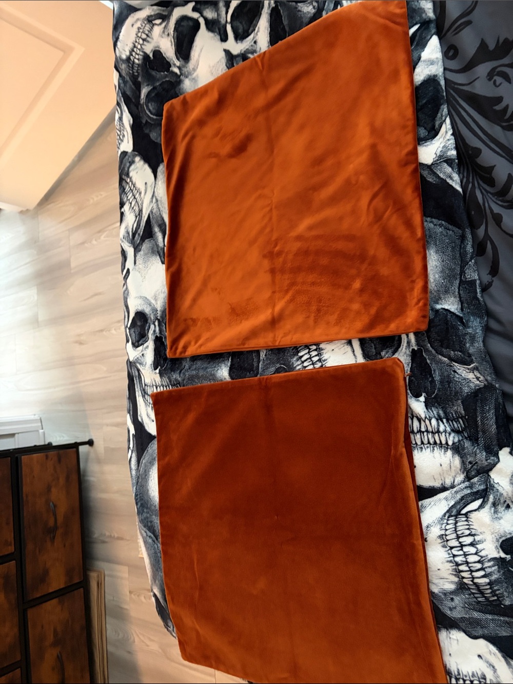 18x18 Rust Orange Velvet Finish PILLOW COVER SET OF 2